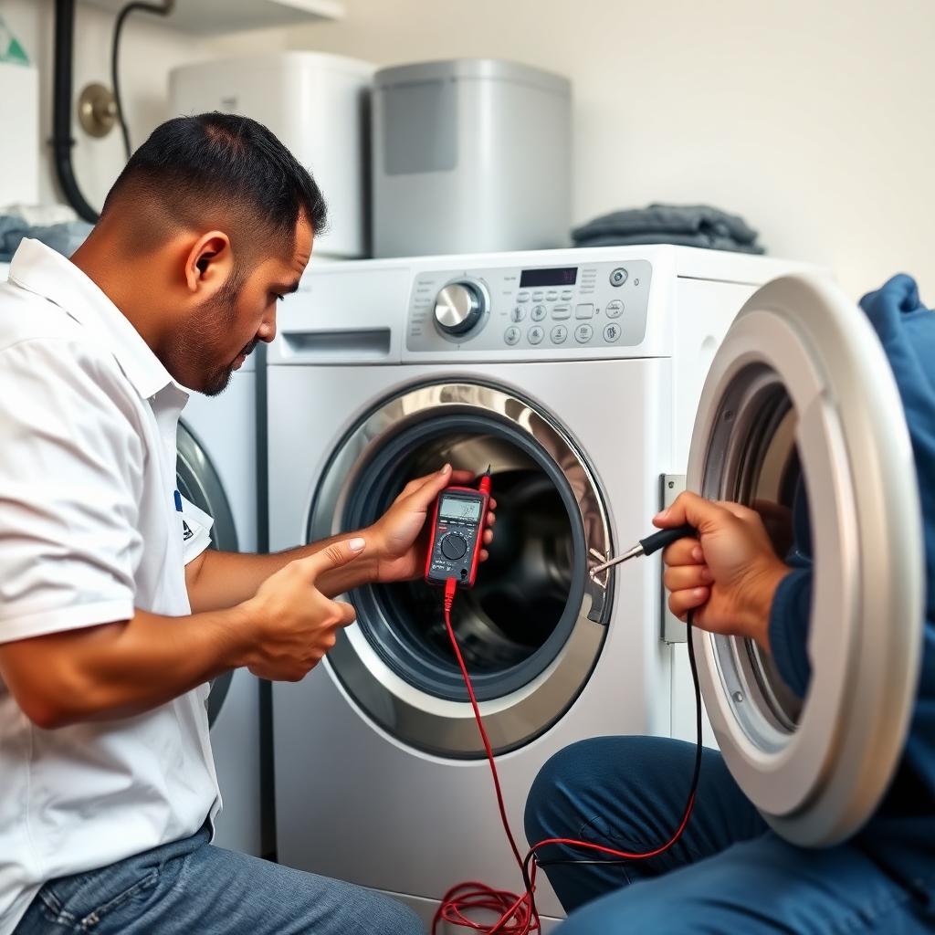 Front-load washer diagnostic with multimeter