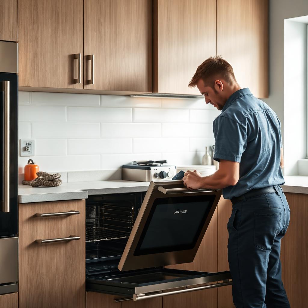 Oven door repair in a modern kitchen